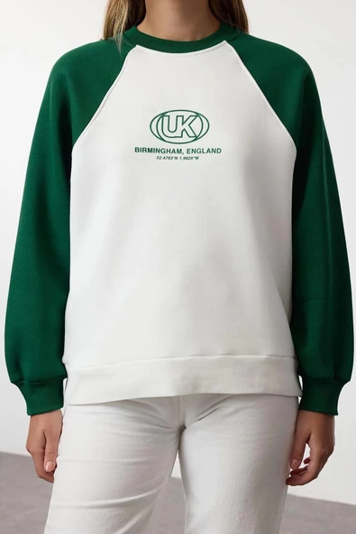 Tarz Relaxed Bisiklet Yaka Reglan Kol Uzun Relaxed Kalıp Reglan Kollu Kalın Örme Sweatshirt - 5