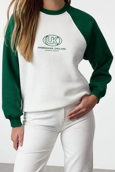 Tarz Relaxed Bisiklet Yaka Reglan Kol Uzun Relaxed Kalıp Reglan Kollu Kalın Örme Sweatshirt - 2