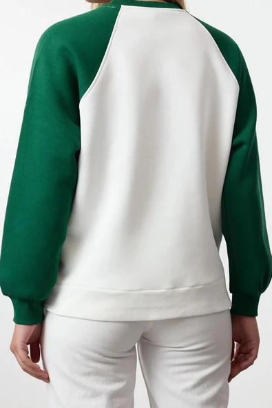 Tarz Relaxed Bisiklet Yaka Reglan Kol Uzun Relaxed Kalıp Reglan Kollu Kalın Örme Sweatshirt - 4
