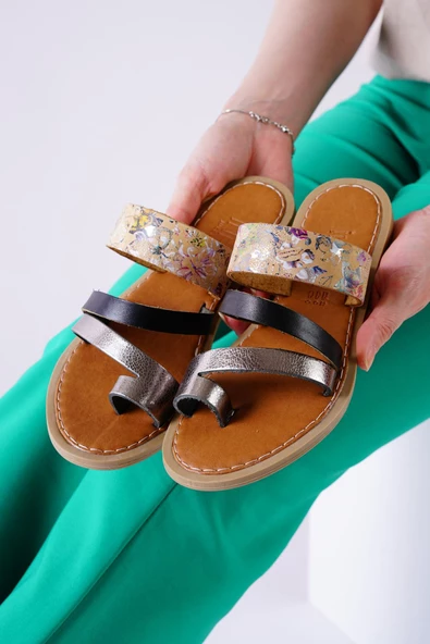 Minne Siyah Şeritli Cilt Terlik - 2