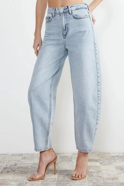 Stil Kadın Moda Denim Kot Pantolon Regular Boru Paça Yüksek Bel Jeans