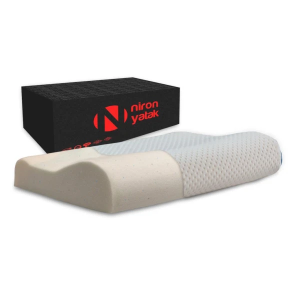 Niron Cool Therapy Visco Yastık - Jel Parçacıklı Boyun Destekli  Ortopedik Visco Yastık 60x40x12