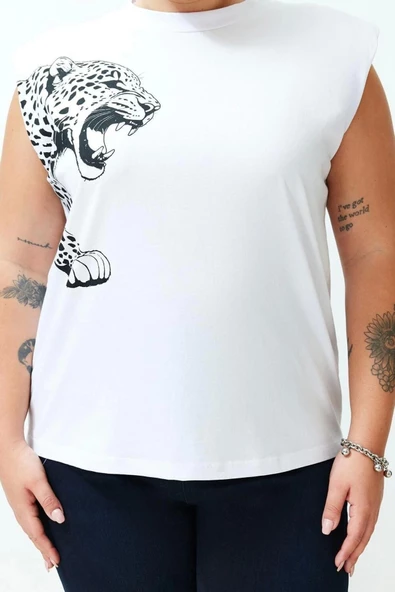 Moda Büyük Beden Bisiklet Yaka Örme Regular Hayvan Desenli Desen Casual Günlük Regular Kısa Kol Bluz