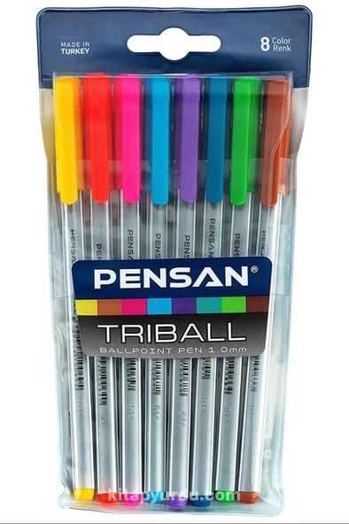 Pensan Triball Tükenmez Kalem Renkli 8'li Set