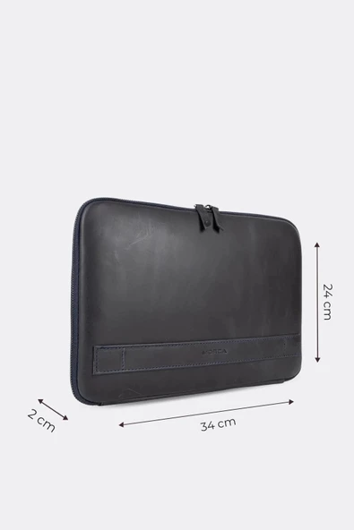 Macbook Air Pro 13 & 13.3 İnç Hakiki Deri Lacivert Laptop Kılıfı - 2
