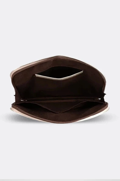 Macbook Air Pro 13 & 13.3 İnç Hakiki Deri Bej Laptop Kılıfı - 4