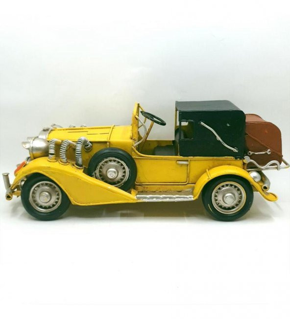 Dekoratif Metal Klasik Sarı Araba - 3