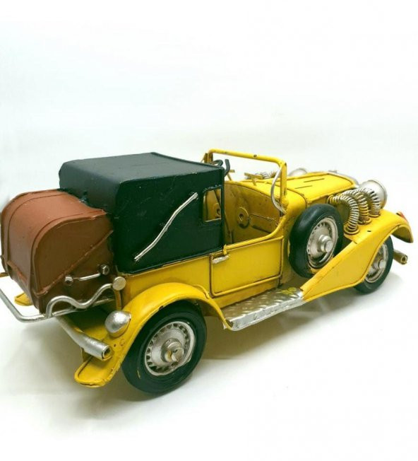 Dekoratif Metal Klasik Sarı Araba - 4