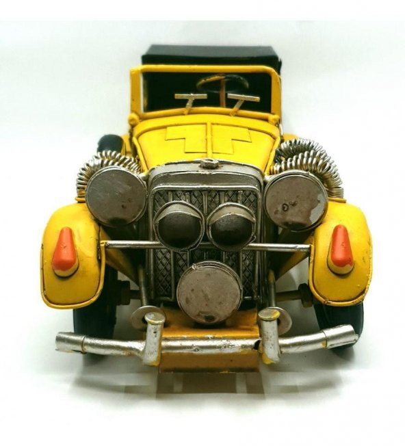 Dekoratif Metal Klasik Sarı Araba