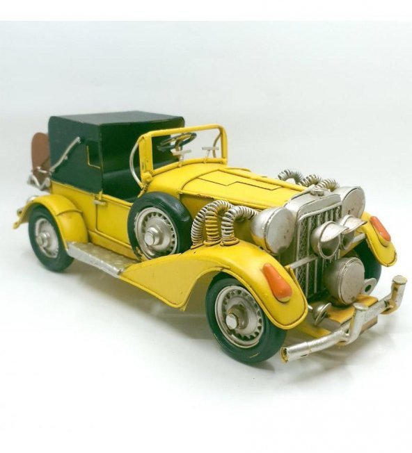 Dekoratif Metal Klasik Sarı Araba - 2