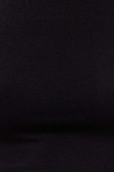 Moda Kayık Yaka Örme Slim Düz Desen Casual Günlük Crop Askılı Kol Bluz - 5