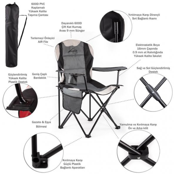 Sportlife Evolite Nature Katlanabilir Kamp Koltuğu 2li Set Gri - 4