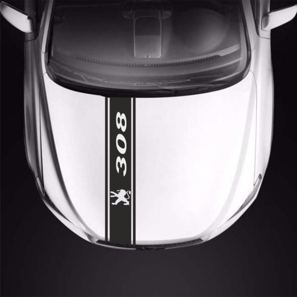 Peugeot 308 için Kaput Üstü Sport Şerit Sticker Çıkartma