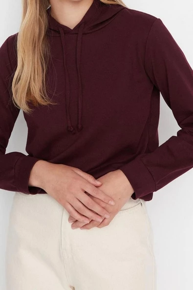 Tarz Regular Kapüşonlu Standart Kol Regular Basic İnce Örme Sweatshirt - 2