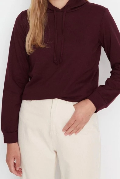 Tarz Regular Kapüşonlu Standart Kol Regular Basic İnce Örme Sweatshirt - 1
