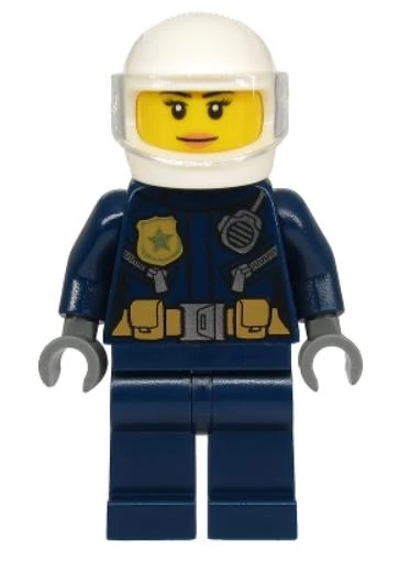 Lego Minifigür Police - City Motorcyclist Female, Leather Jacket with Gold Badge  cty1134