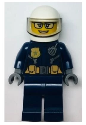 Lego Minifigür Police - City Motorcyclist Female, Leather Jacket with Gold Badge and Utility Belt, White Helmet, cty1363 - Resim 2