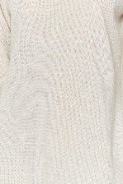 Moda Oversize Casual Günlük Fitilli Triko Balıkçı Yaka Uzun Kol Kazak Elbise Mini Boy Elbise - 2