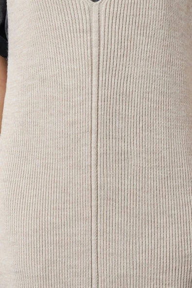Moda Regular Casual Günlük Dolu İğne Triko V Yaka Uzun Kol Shift Maxi Boy Elbise - 3