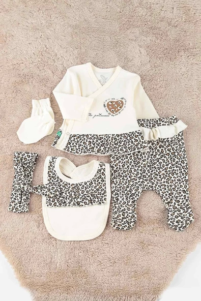 Leopar Desenli 6li Hastane Çıkışı Seti %100 Pamuk - Resim 3