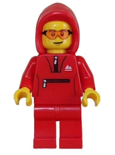 Lego Minifigür - Mountain Bike Cyclist - Male, Red Tracksuit / Hoodie, Safety Glasses cty1627