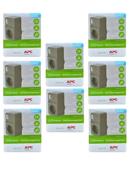 Schneider (8 Adet) Apc Tekli Akım Korumalı Priz (Siyah)