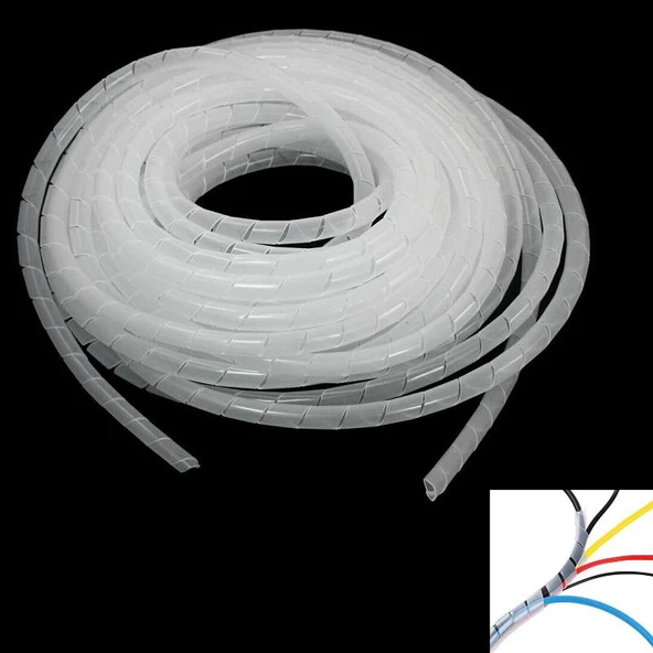 Kablo Toplama Spirali Helezon 18 mm 18 Metre Beyaz