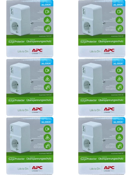 Schneider (6 Adet) Apc Tekli Akım Korumalı Priz (Beyaz)