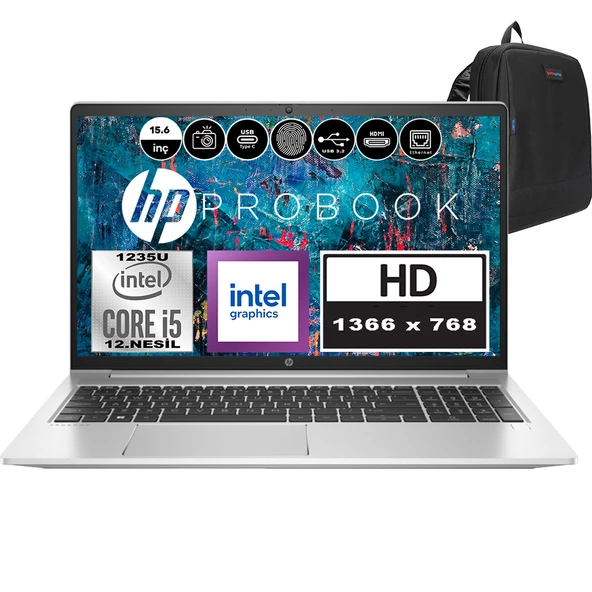 Hp Probook 450 G9 Intel Core I5 1235U 8gb 1tb SSD Windows 11 Home 15.6" HD(1366 x 768) 250 Nit Taşınabilir Bilgisayar 969L8ETH03 + Zetta Çanta ürün görseli