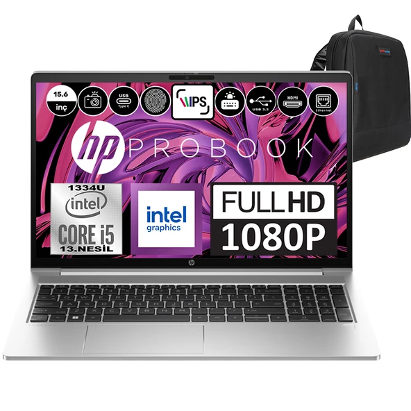Hp Probook 450 G10 Intel Core I5 1334U 8gb 4tb SSD Intel® Iris® Xᵉ Windows 11 Home 15.6" Fhd Taşınabilir Bilgisayar 9B9H3EAH01 + Weblegelsin Çanta