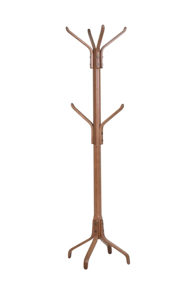 Vesti Ahşap Ayaklı Kestane Portmanto Elbise Askılığı - 2