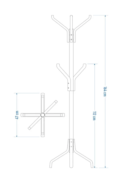 Vesti Ahşap Kestane Ayaklı Metal Portmanto Elbise Askılığı - 3
