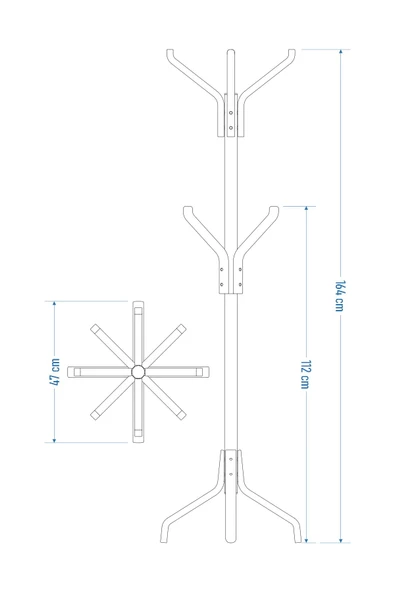Vesti Ahşap Ayaklı Kestane Portmanto Elbise Askılığı - 3