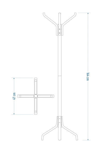 Vesti Ahşap Kestane Ayaklı Metal Portmanto Elbise Askılığı - 3
