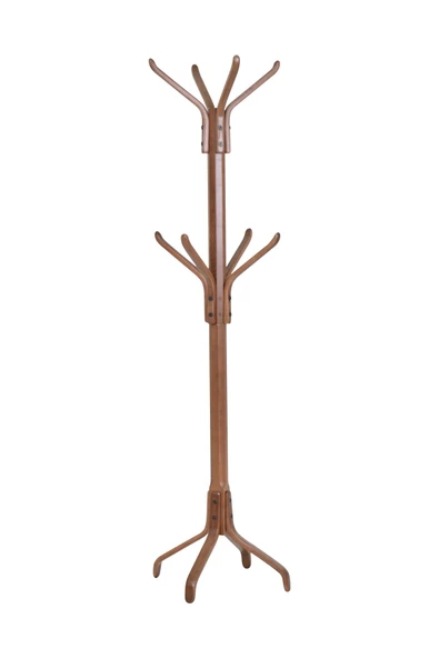 Vesti Ahşap Ayaklı Kestane Portmanto Elbise Askılığı - 2