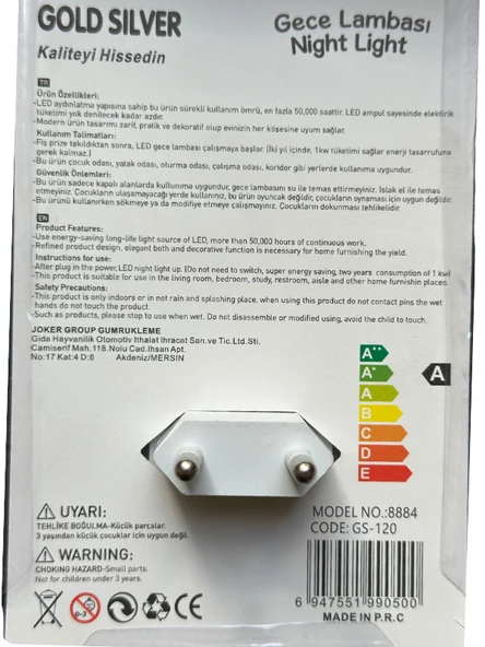 Gold Silver (2 Adet) GS-120 Fotoselli Gece Lambası Fiş Priz (Beyaz Işık) - 4