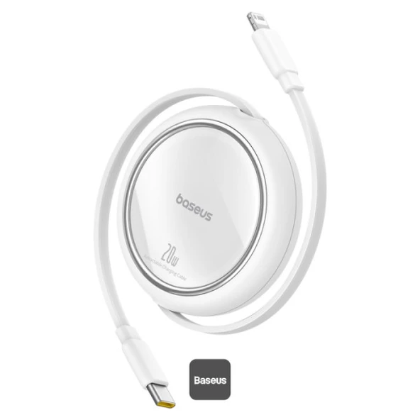 Baseus Free2Pull Makarali Sarj Kablosu USB-C-Lightning 20W 1m. - Beyaz