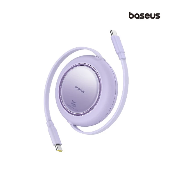 Baseus Free2Pull Mini Geri Çekilebilir Sarj Kablosu USB-C'den USB-C'ye 100W 2m - Mor