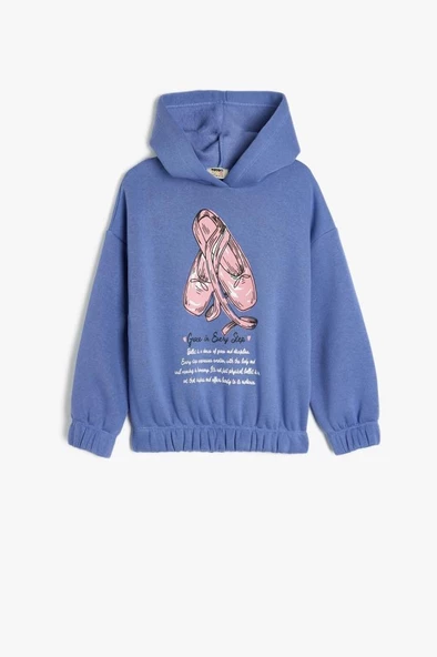 Koton Kız Çocuk Uzun Kollu Bisiklet Yaka Baskı Detaylı Sweatshirt