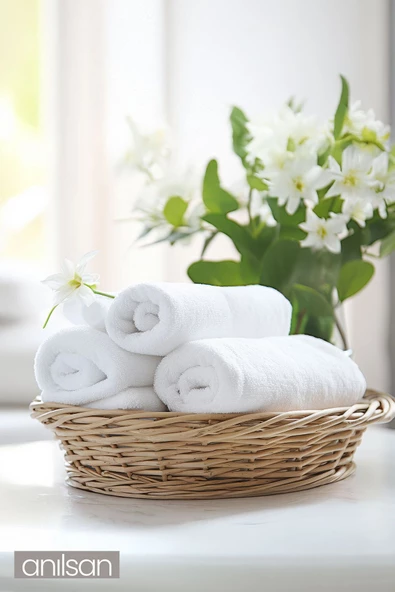 2'li Beyaz El Havlusu - 50x90 Cm, 225 Gr, %100 Pamuk, Spa Ve Otel Havlusu, Günlük Kullanıma Uygun - 5