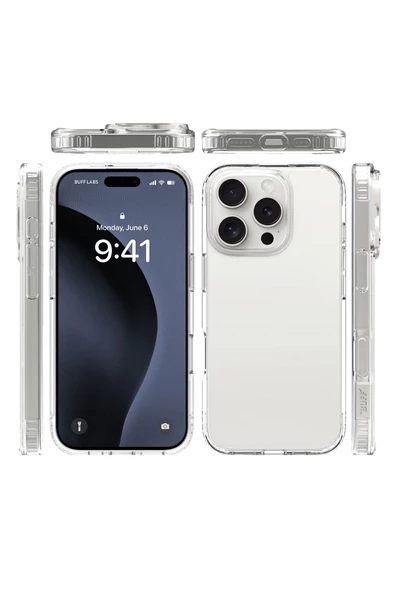 Buff Labs Buff iPhone 16 Pro Air Hybrid Şeffaf Kılıf Crystal Clear - 5