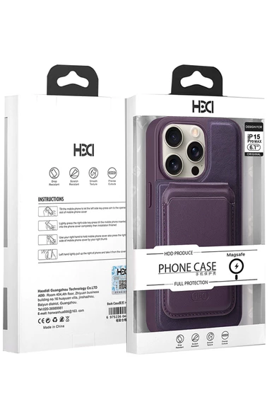 HDD iPhone 15 Pro Uyumlu Kılıf Deri Tasarımlı Kartlıklı Standlı Yükseltilmiş Kenar Korumalı - 6