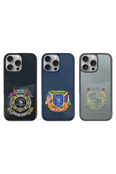 Santa Barbara Polo & Racquet Club Sbprc Iphone 16 Pro Max Uyumlu Kılıf Abner Içi Süet Nakış Desenli Kartvizitli Kapak - 2