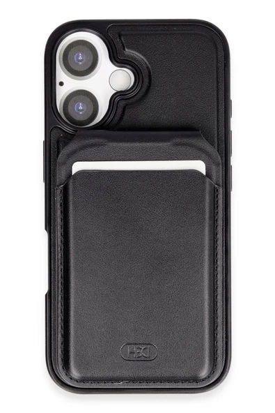 HDD iPhone 16 Uyumlu Kılıf Deri Tasarımlı Kartlıklı Standlı Yükseltilmiş Kenar Korumalı - 1