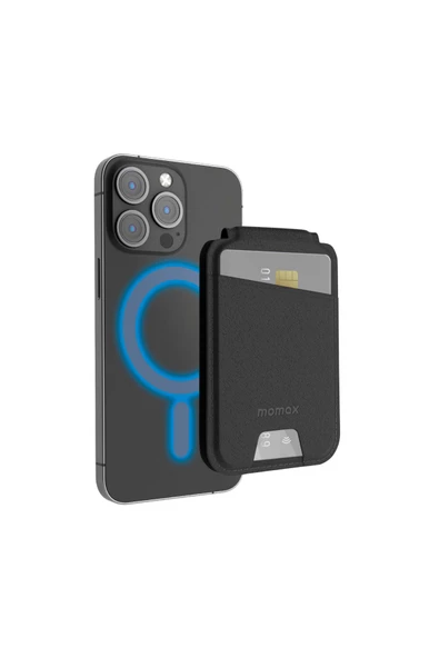 Momax 1-Wallet Magnetic stand card holder (Black) - 2