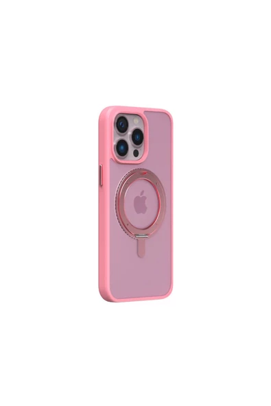 Momax Apple iPhone 15 Pro Roller Mag Safe Kılıf Açık Pembe - 3
