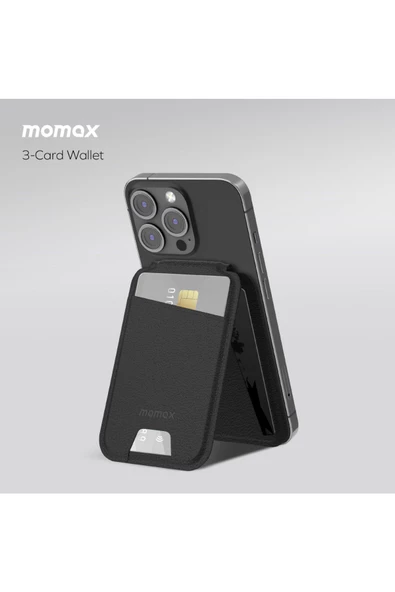 Momax 1-Wallet Magnetic stand card holder (Black) - 5