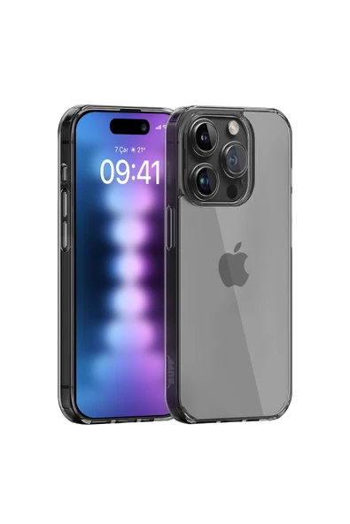 Buff Labs Buff iPhone 15 Pro Max Air Hybrid Uyumlu Kılıf Smoke Black