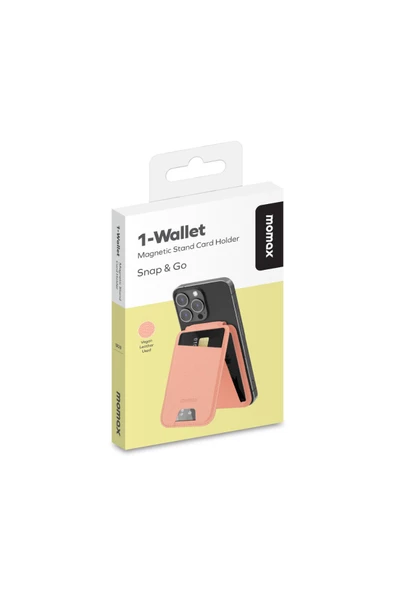 Momax 1-Wallet Magnetic stand card holder (Pink)