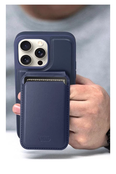 HDD iPhone 15 Pro Uyumlu Kılıf Deri Tasarımlı Kartlıklı Standlı Yükseltilmiş Kenar Korumalı - 5
